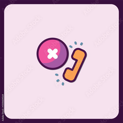 Missed Call Notification Icon Design, Flat Style Vector Illustration