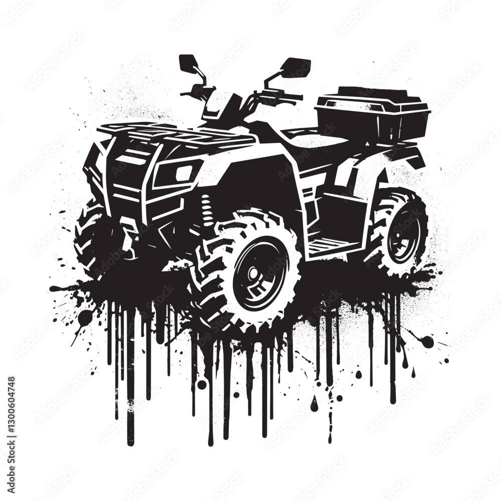 Dynamic ATV Illustration with Splatter Effects for Off-Road Adve