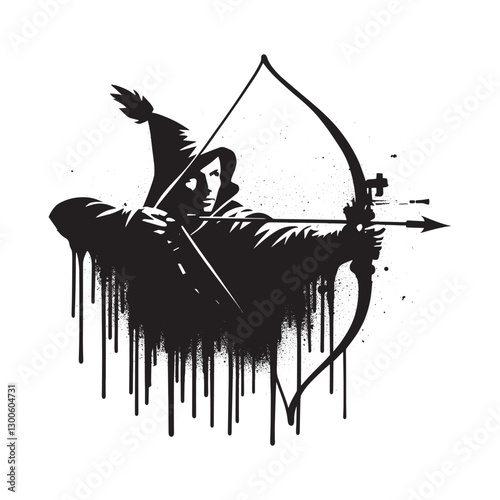 Archer Outlaw Stencil Art, A Flat, Dripping Interpretation of Sh