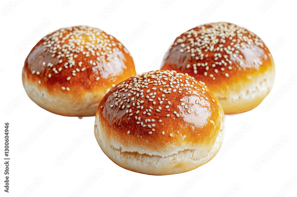 Freshly baked golden buns with a shiny crust and sesame seeds perfect for sandwiches or breakfast treats in a cozy bakery setting, cut out Freshly baked golden buns with a shiny crust and sesame seeds perfect for sandwiches or breakfast treats in a cozy bakery setting, cut out