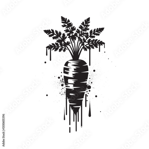 Monochrome Carrot Splatter Art, A Striking Visual for Modern Des