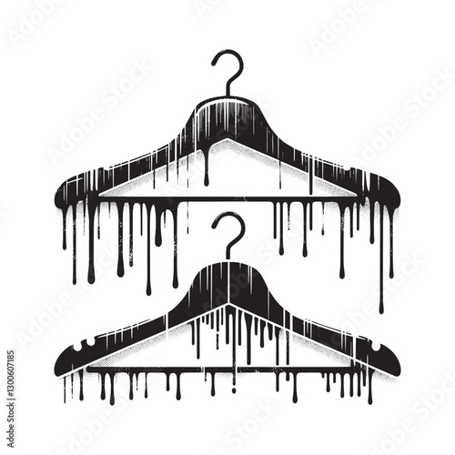 Distressed Hangers with Dripping Paint Effect in Grunge Stencil