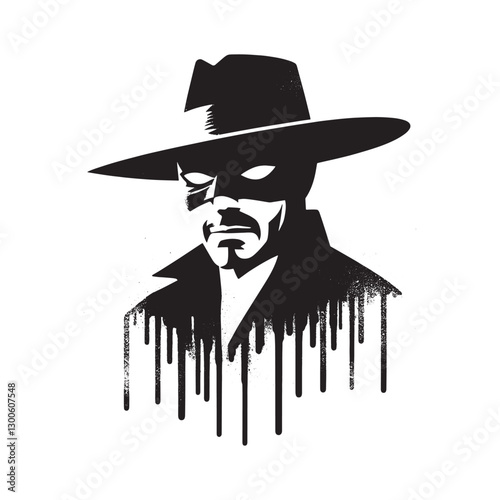 Dramatic vigilante stencil art with dripping spray paint effect