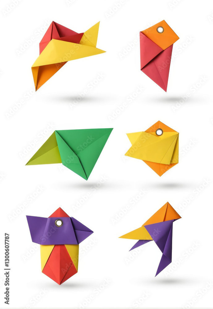 Set of promotional label origami effect material patterns Set of promotional label origami effect material patterns