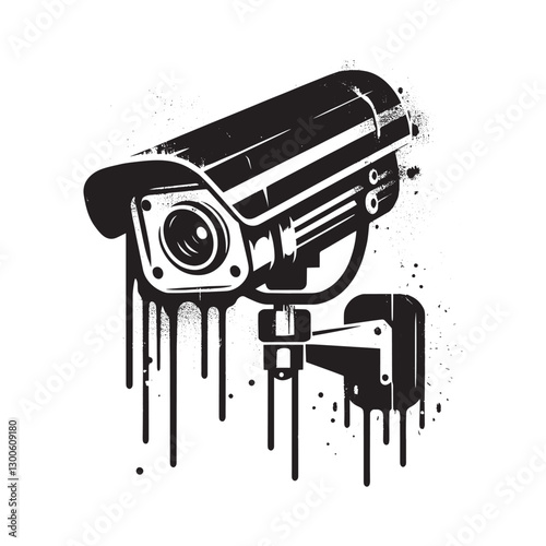Gritty Surveillance, Stencil Camera with Dripping Paint and Urba