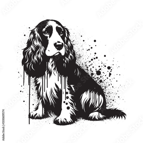 Grunge Spaniel Portrait, A Stencil Art Depiction with Spray Pain