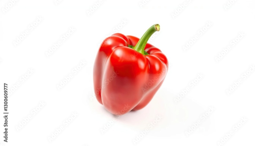 Single vibrant red bell pepper isolated on pure white backdrop, isolated, produce Single vibrant red bell pepper isolated on pure white backdrop, isolated, produce