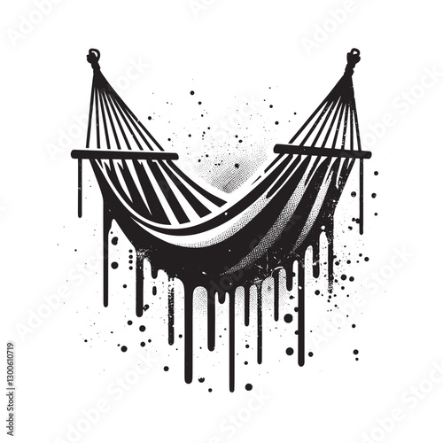 Stylized black and white hammock with dripping paint effect illu