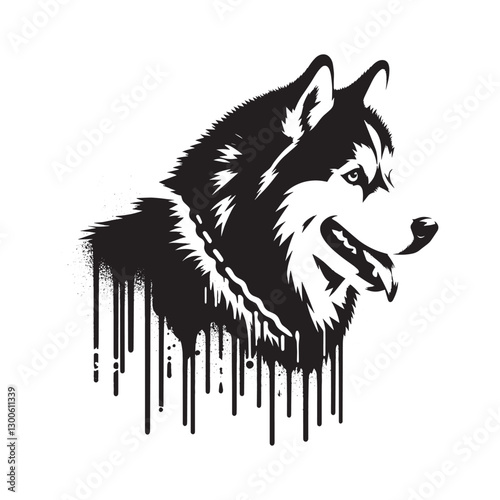 Alaskan Malamute Spray Paint Portrait