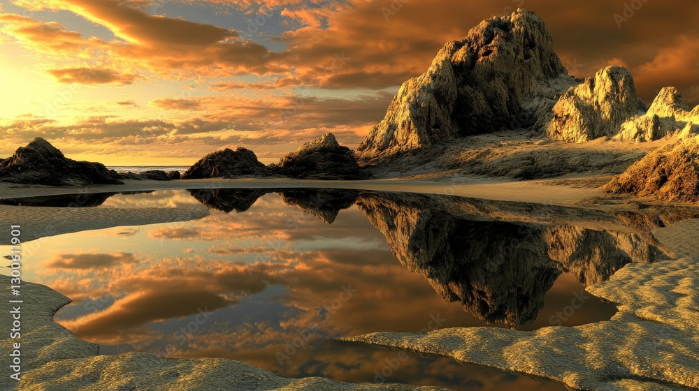 Fototapeta premium Magical Dusk Reflections in a Tranquil Landscape