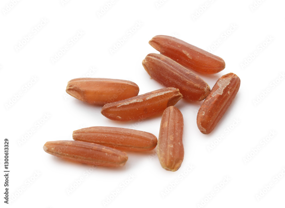Fresh raw brown rice isolated on white