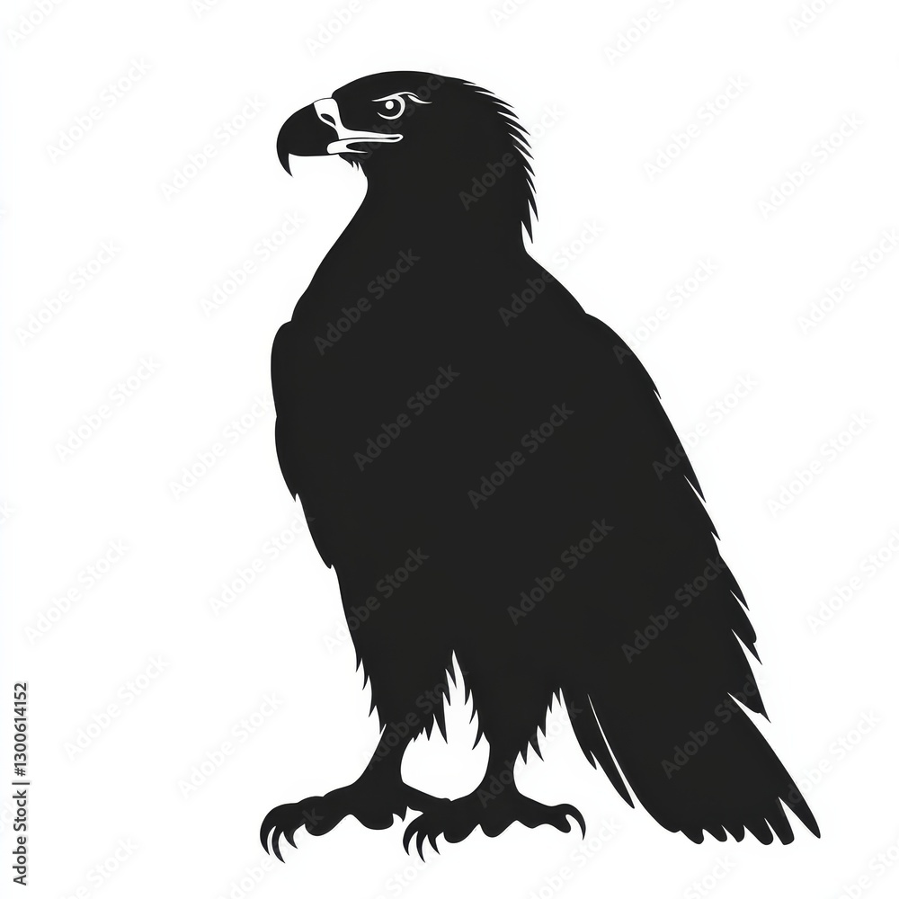 Fototapeta premium Elegant Silhouette of an Eagle: A Striking Monochrome Design Against a Clean White Backdrop