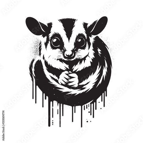 Urban art sugar glider with dripping spray paint stencil effect