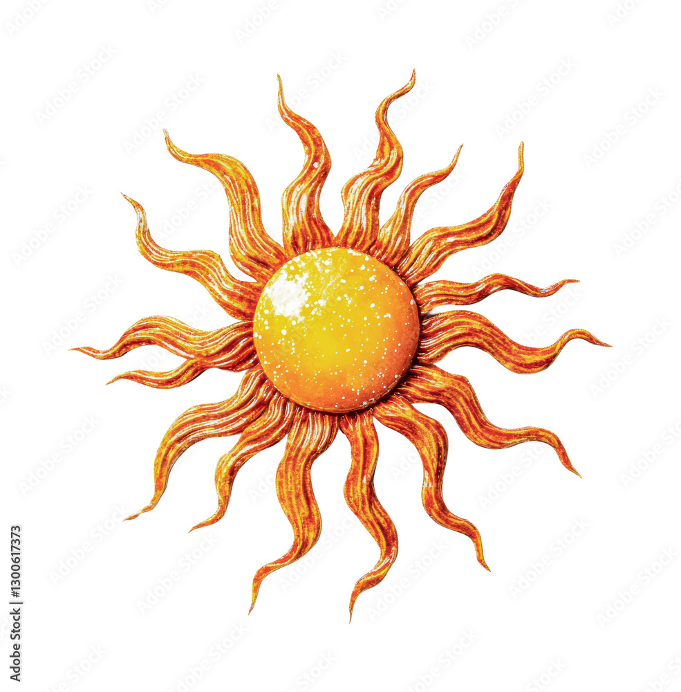 Naklejka premium Bright sun illustration with wavy rays perfect for summer themes and seasonal designs in various creative projects, cut out