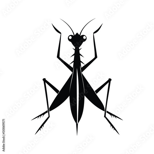 Praying mantid insects icon of silhouette black shape vector illustration