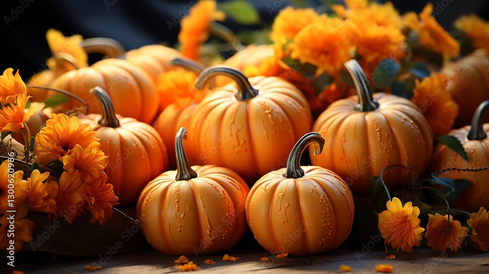 Autumn Harvest: A Gathering of Pumpkins and Chrysanthemums Autumn Harvest: A Gathering of Pumpkins and Chrysanthemums