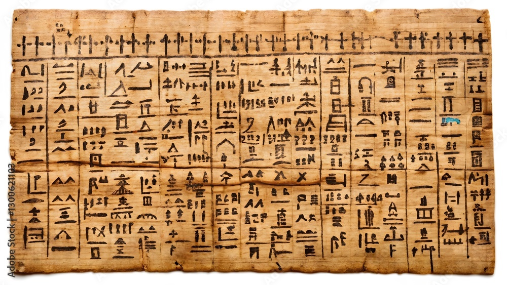 Fototapeta premium Ancient Egyptian Hieroglyphic Inscription on Papyrus
