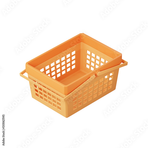 Isometric 3d render of empty shopping basket illustration