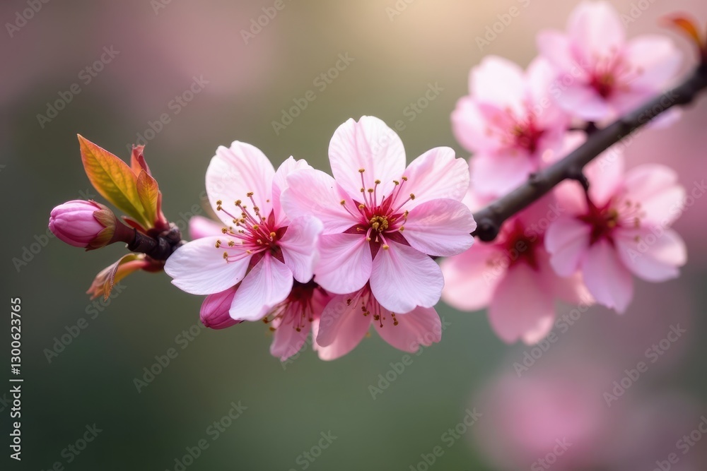 Pink blossoms on tilted spring branch, soft focus background , delicate, beautiful, fresh Pink blossoms on tilted spring branch, soft focus background , delicate, beautiful, fresh