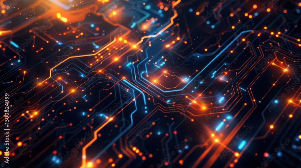 Fototapeta premium Abstract Circuit Board: Glowing Network of Digital Pathways
