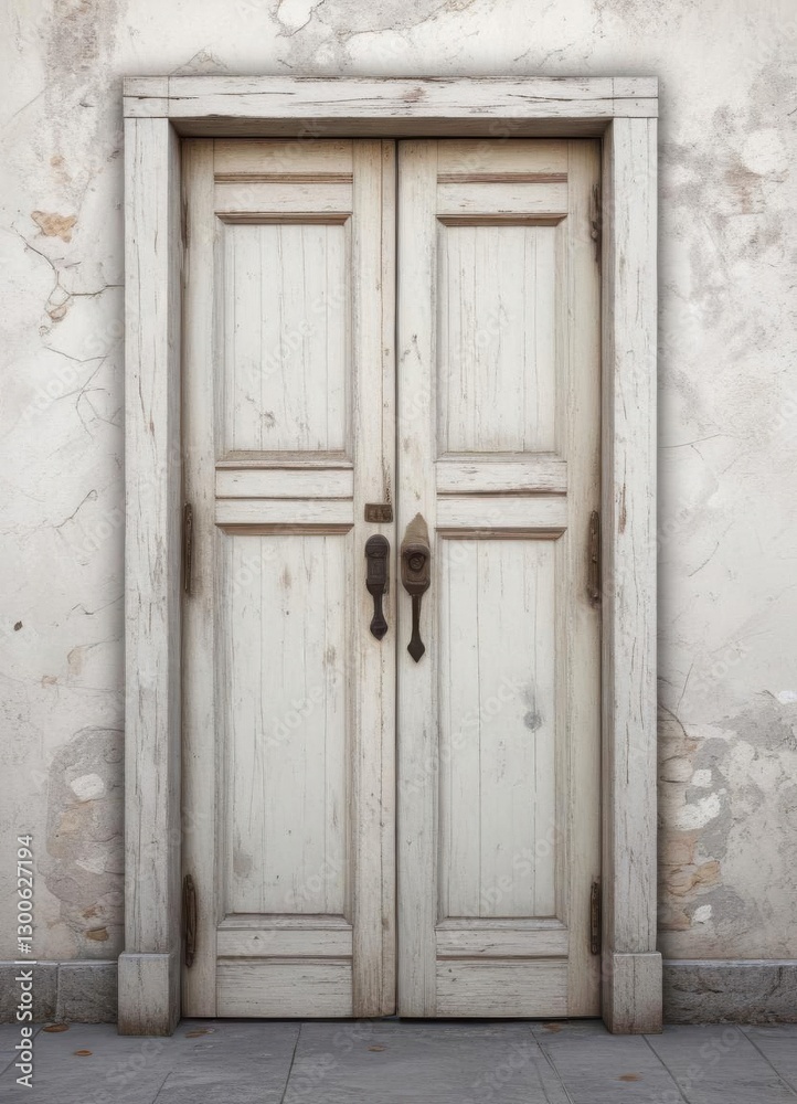 Old wooden door on weathered white wooden wall , antique, wood, vintage Old wooden door on weathered white wooden wall , antique, wood, vintage