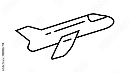 business jet line icon on white background