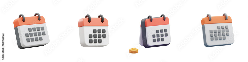 Four Isometric Calendars with a Small Orange Cube Four Isometric Calendars with a Small Orange Cube
