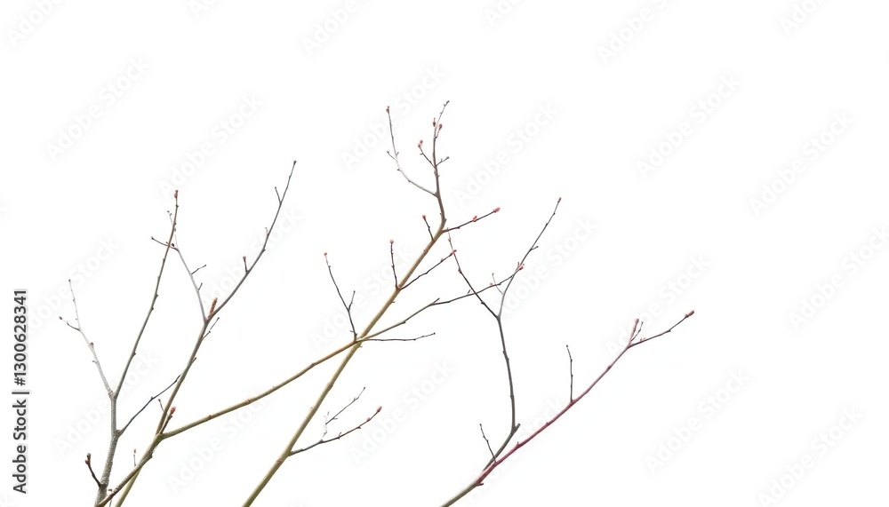 Obraz premium Delicate, bare branches isolated against a pure white backdrop, shot, fall
