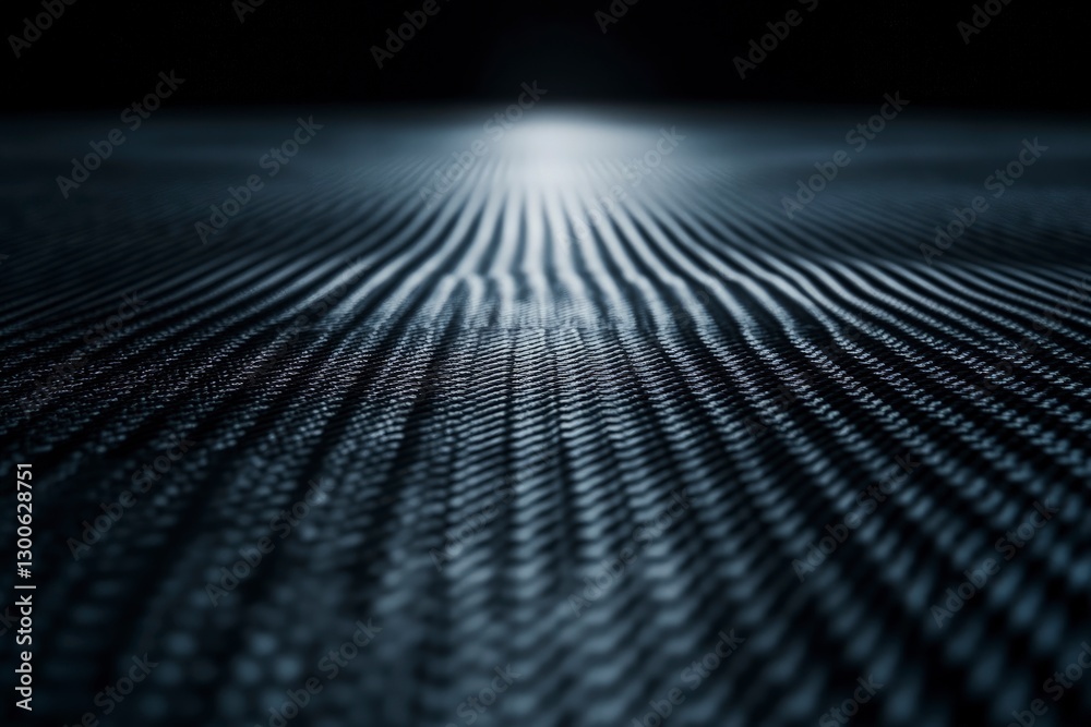 a carbon fiber texture, with the background in pitch black and the floor in light gray tones. The composition is symmetrical, with the left side featuring an unlit area a carbon fiber texture, with the background in pitch black and the floor in light gray tones. The composition is symmetrical, with the left side featuring an unlit area