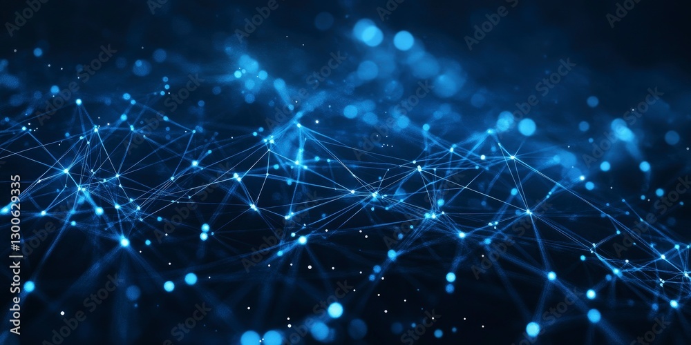 Abstract blue background with glowing lines and dots forming an intricate network of connections, symbolizing technology or digital communication Abstract blue background with glowing lines and dots forming an intricate network of connections, symbolizing technology or digital communication