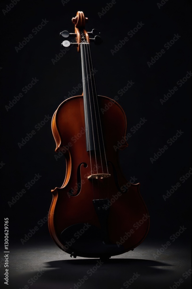 Silhouetted violin against a black backdrop, dramatic lighting, orchestra, close-up Silhouetted violin against a black backdrop, dramatic lighting, orchestra, close-up