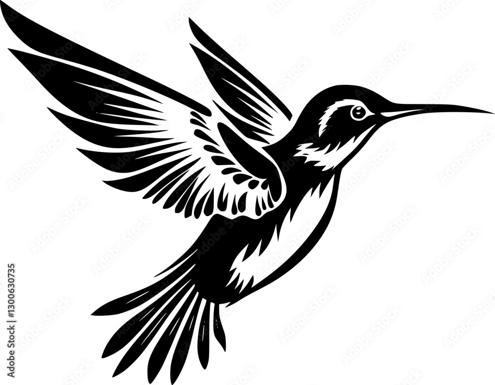 Fototapeta premium Hummingbird | Black and White Vector illustration