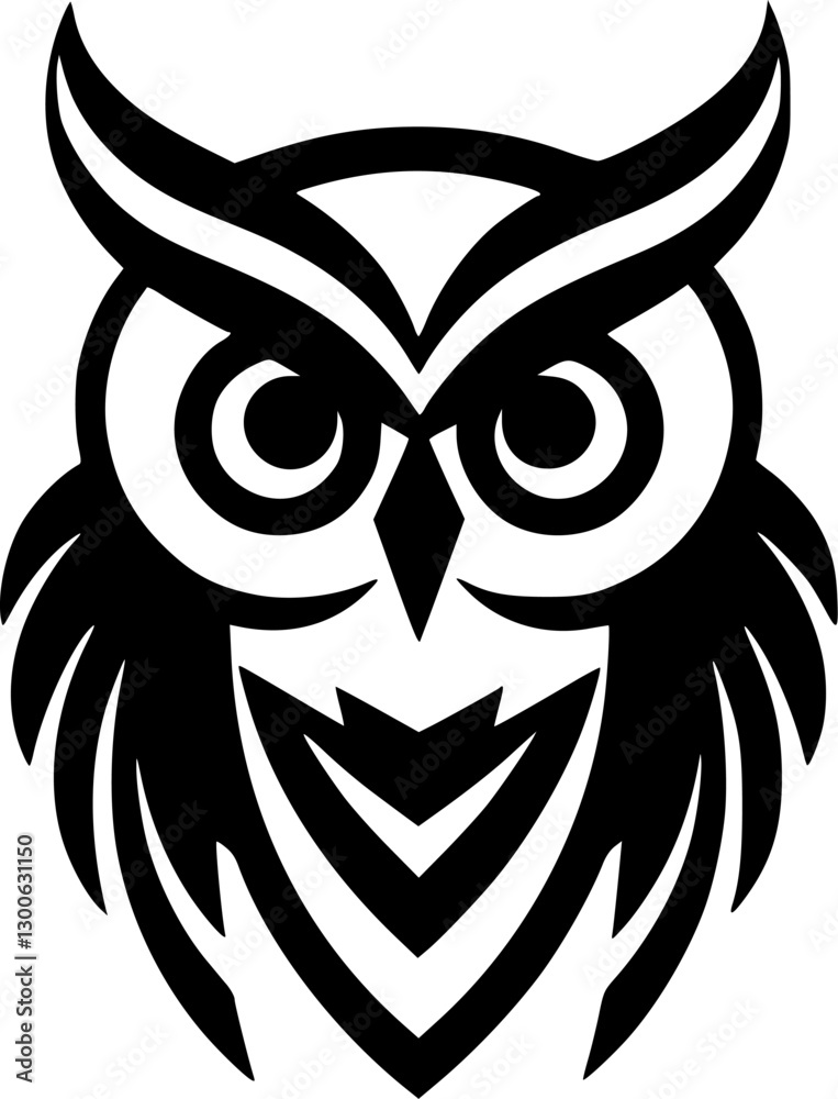 Fototapeta premium Owl | Black and White Vector illustration