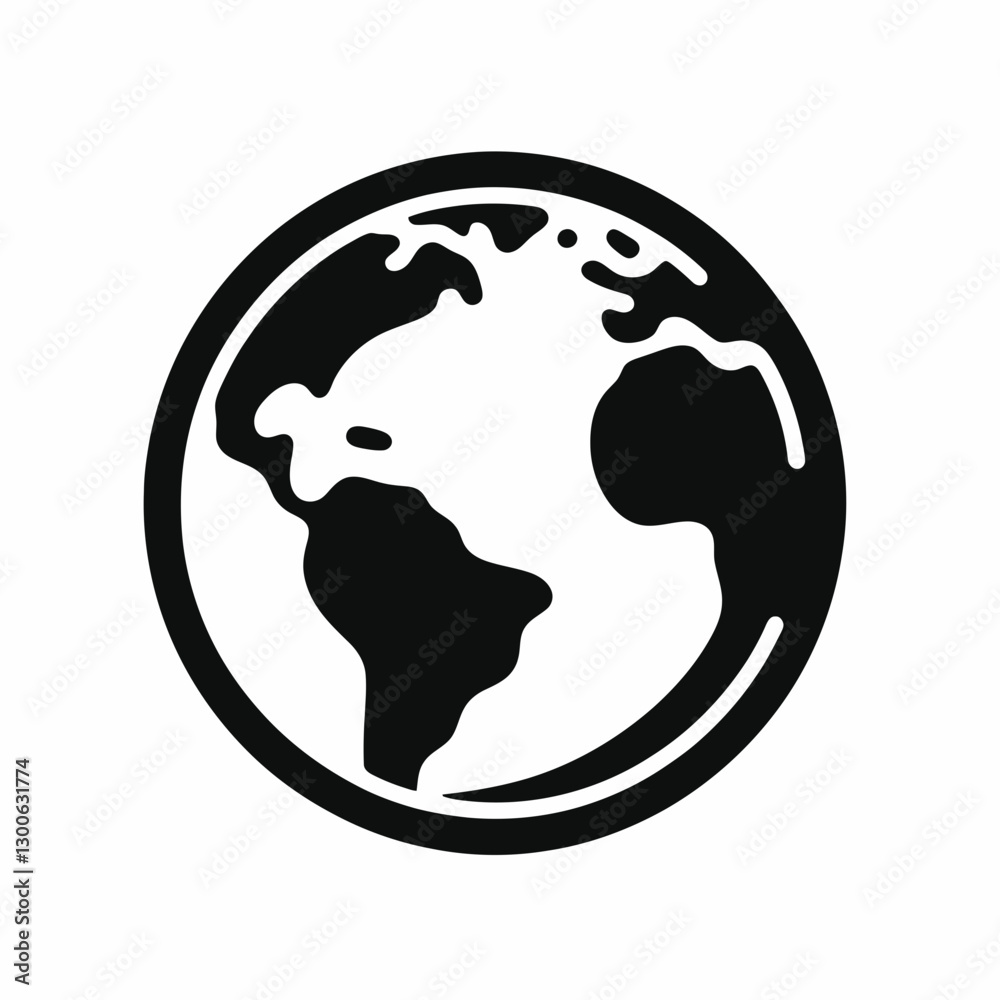 very simple flat and single minimalist Earth Silhouette in black on a white background very simple flat and single minimalist Earth Silhouette in black on a white background