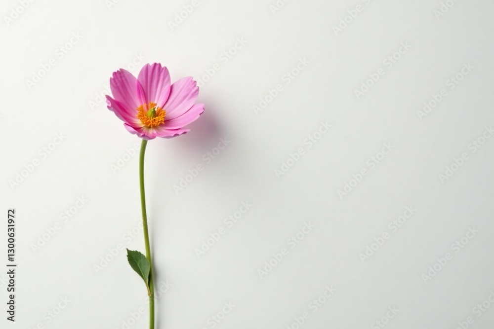 A solitary flower blooming on a white background, isolation, bare A solitary flower blooming on a white background, isolation, bare