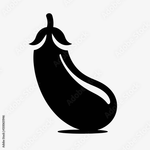 very simple flat and single minimalist Eggplant Silhouette in black on a white background