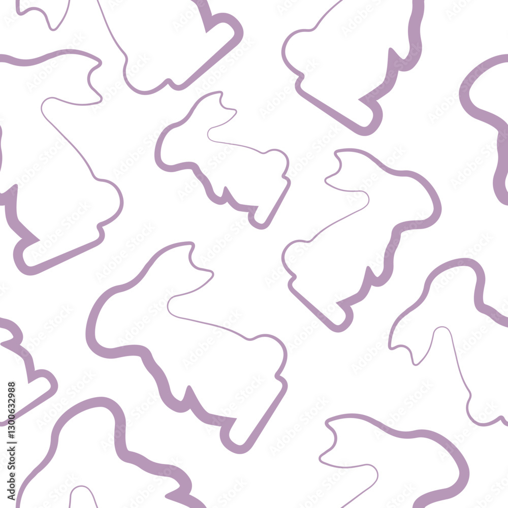seamless pattern with simple icons of a rabbit sitting on its hind legs in purple color in line art style arranged randomly, for logos or various holiday designs seamless pattern with simple icons of a rabbit sitting on its hind legs in purple color in line art style arranged randomly, for logos or various holiday designs