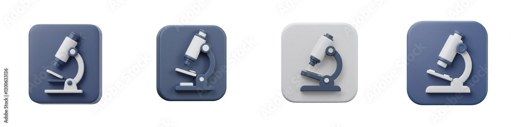 Four 3D Rendered Microscope Icons on a Transparent Background Four 3D Rendered Microscope Icons on a Transparent Background