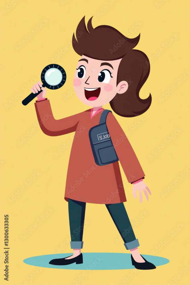 Woman Shouting with Magnifier for Recruitment and Job Search Concept Woman Shouting with Magnifier for Recruitment and Job Search Concept