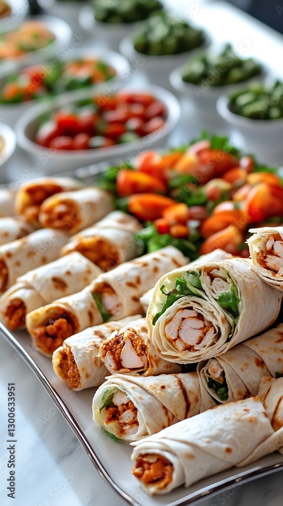 Fototapeta premium Chicken wraps buffet table display