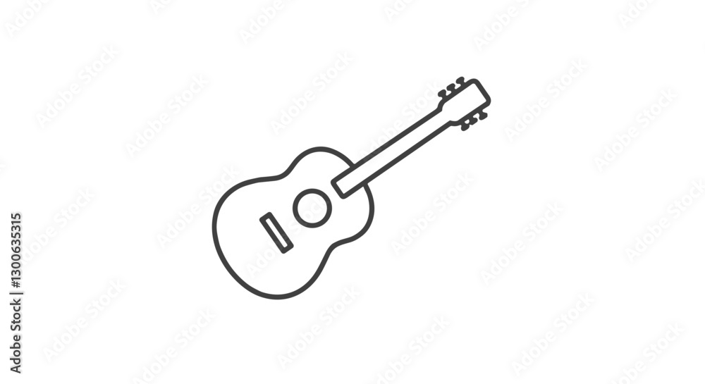 Simple black and white acoustic guitar outline. Simple black and white acoustic guitar outline.