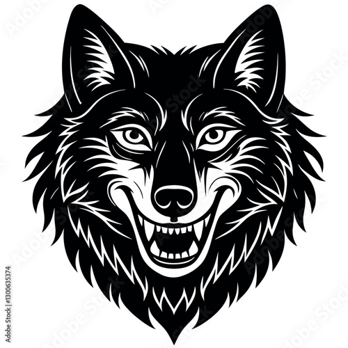 Smile wolf head vector illustration.