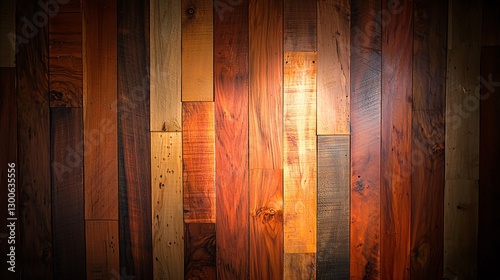 Wallpaper Mural minimalist wooden wall constructed from long vertical boards, displaying the wood grain and subtle variations in color, with soft overhead light creating gentle shadows. minimalist wooden wall,  Torontodigital.ca