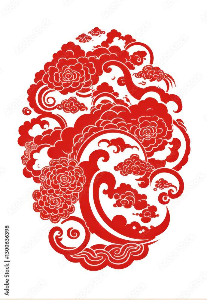 Chinese style round auspicious clouds red cloud pattern can be used for commercial materials retro arts and sciences Chinese style round auspicious clouds red cloud pattern can be used for commercial materials retro arts and sciences