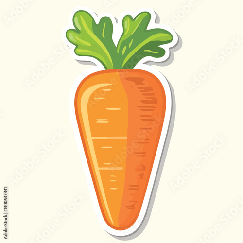 Carrot Sticker Vector Illustration Cartoon Style Vegetable Clip art Orange and Green