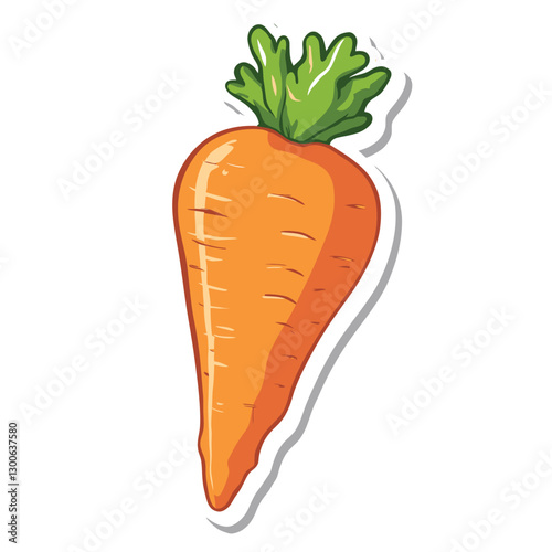 Carrot Sticker Vector Illustration Cartoon Style Vegetable Clip art Orange and Green