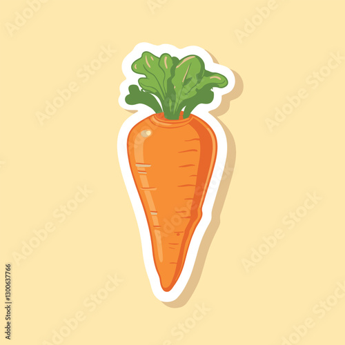 Carrot Sticker Vector Illustration Cartoon Style Vegetable Clip art Orange and Green