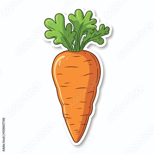 Carrot Sticker Vector Illustration Cartoon Style Vegetable Clip art Orange and Green