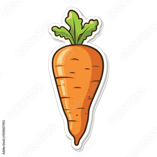 Carrot Sticker Vector Illustration Cartoon Style Vegetable Clip art Orange and Green