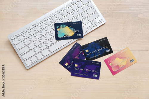 Keyboard with credit cards ...